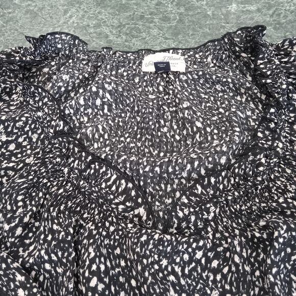Universal Thread Womens Balloon Long Sleeve Blouse Black Abstract Sz L New Boho - Picture 9 of 15